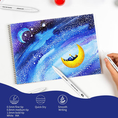 White Gel Pens 9 Pack, 0.5/0.8/1.0mm Tips Opaque Ink for Journaling & Art