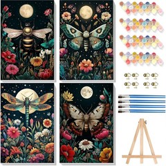 4 Pack Paint by Numbers Kit DIY Canvas Painting Wall Art Decoration 8×12 In