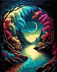 Vulletmioly Moon Night Starry Sky Paint by Numbers for Adults Beginner DIY Arts