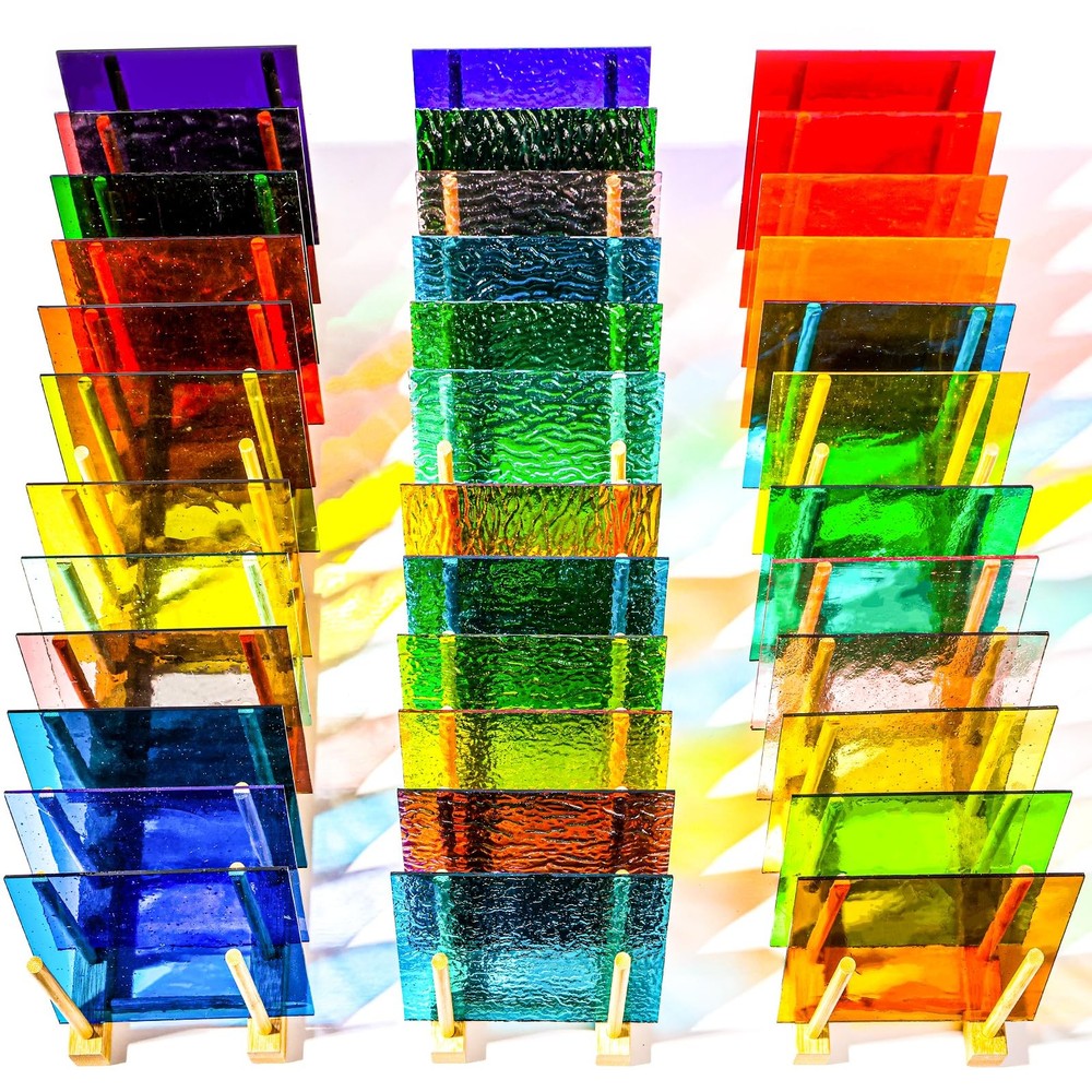 Stained Glass Sheets 4 x 6 Inch Transparent Mosaic Tiles Bulk Crafts