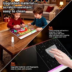 Led Drawing Board with 13 Light Effects, 17″ Rechargeable Glow Doodle LED Not…
