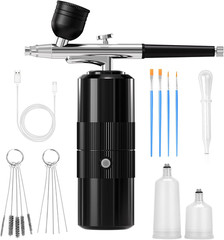 Cordless Airbrush Kit w/ Compressor Portable Spray Gun for Nail Art