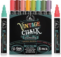 Multicolor Liquid Chalk Markers Set – 8 Vintage 6mm Tips for Classroom & Crafts