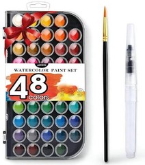 48 Colors Watercolor Paint,Washable WaterColor Paint 48 watercolor+ 2 brush