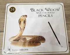 Black Widow Edition 3000 COB Wax Colored Pencils 24 Pencil Set Tin Case