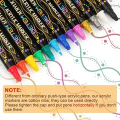 24 Colors Dual Tip Paint Pens Markers for Fabric Glass Wood Paper Canvas