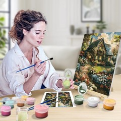 JOOZ Paint by Numbers Kit for Adults with Frame, 8 x 12 inches, Flowers House