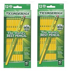 Lot Of 2! TICONDEROGA Pencils, Wood-Cased, Unsharpened, Graphite #2 HB 12 Pack