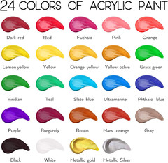 42PCS Acrylic Paint Set of 24 Colors 2Fl Oz 60Ml Bottles with 12 Brushes and 6 P