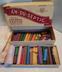 Vtg Au-Du-Septic Chalk “Dustless Crayon” Colored USED. No. 6124 Gold Medal