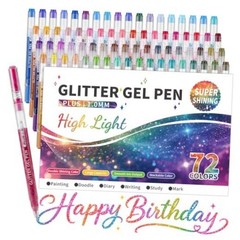 72 Colors Glitter Gel Pens, Glitter Pen For Adults Coloring Books, 1.0mm Point