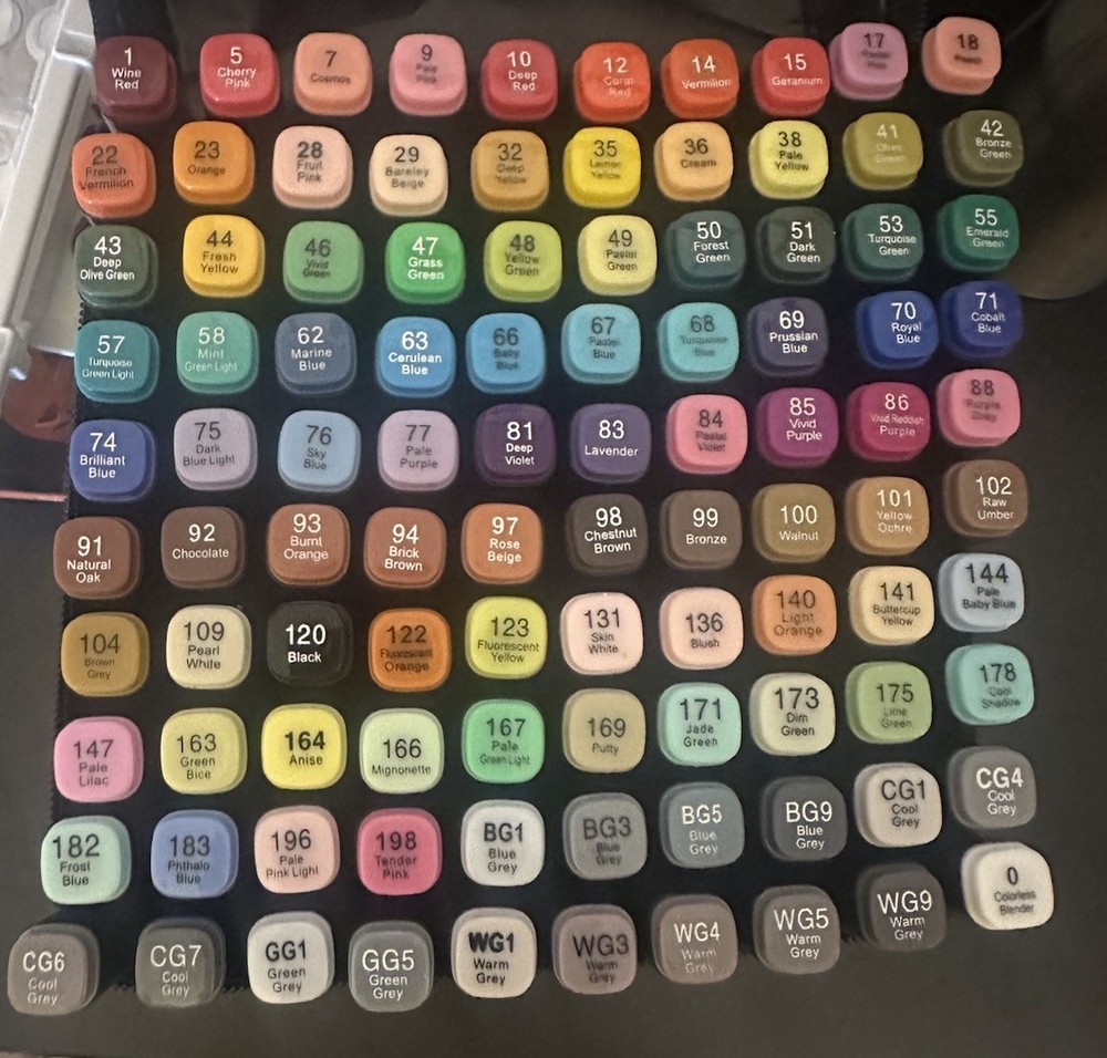 Alchilalart 100-Colors Alcohol Based markers, Dual Tip, (zipper broken)