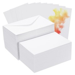 50 Sets Pure Cotton Watercolor Cards 140lb/300 GSM Postcards with Envelopes f…