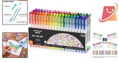 160 Pack Glitter Gel Pens Set 80 Colors with Refills for Adult Coloring Crafts