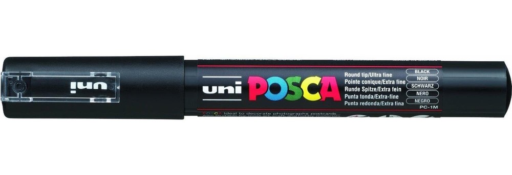 Posca PC-1M Extra Fine Bullet Tip Marker – Black, Pack of 12