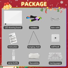 Led Drawing Board with 13 Light Effects 16 Rechargeable Glow Doodle LED Note