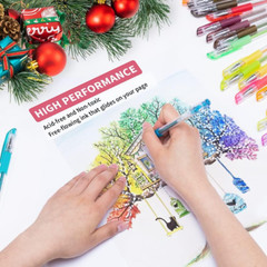 Glitter Gel Pens, 100 Color Glitter Pen Set for Making Cards, 30% More Ink Neon