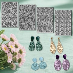 4 Sheets Abstract Art Flowers Clay Texture Mat Floral and Plant Polymer Clay …