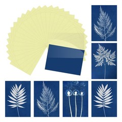 Cyanotype Paper,24 Sheet Sun Print Paper Yellow Crafts with Board, 5.8×8.3″