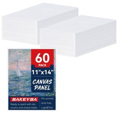 60 Pcs 11×14″ Pre-Primed Blank Canvas Panels for Acrylic & Oil Painting