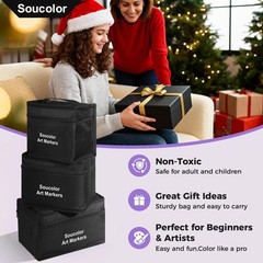 Soucolor Alcohol Markers 120 Colors with Case & Holders, Dual Tips Chisel & Fine