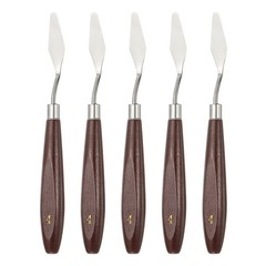 5pcs Painting Palette Knife 1.77 x 0.55 Inch Stainless Steel with Wood Handle