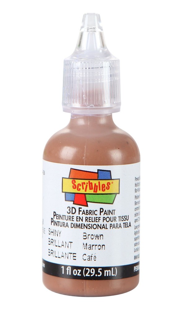 Scribbles 13903 3D Fabric Paint Shiny Brown 1 Fl Oz (Pack of 1)