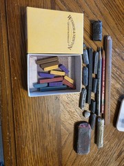 Assorted Vintage Sketching Tools, Pencils, Lead, Charcoal, Etc