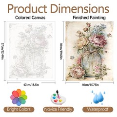 JATOK Paint by Numbers Kit for Adults Beginners, Flower 16×20 inches, PINK