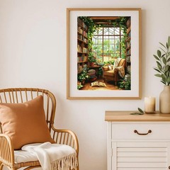 Bookshelves 5D Diamond Art Kits for Adults 12×16 inch Full Drill Gem Art DIY