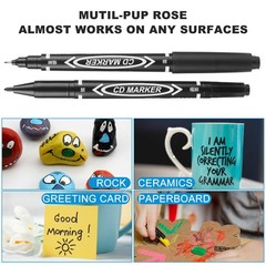 Black Markers for Drawing 10 Pack Dual Tip Brush Pens Permanent Marker Set
