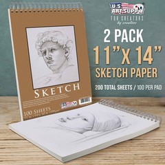 U.S. Art Supply 11″x14″ Top Spiral Bound 11-x-14-inch, Graphite,Natural White
