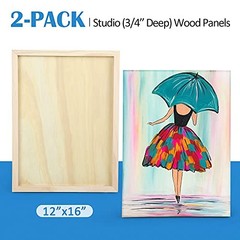 Falling in Art 12×16 Inch Birch Wood Panels 2 Pack Cradle Boards for Painting