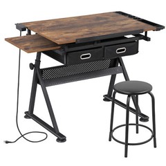 Stable Support Drafting Table Art Desk With Triangle Legs And Pencil Ledge