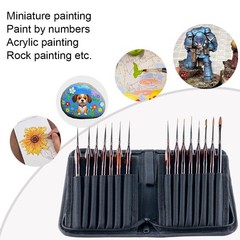 Extra Fine Detail Paint Brushes 15 Pcs with 10.7″ x 5.4″ Case – Miniature