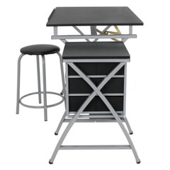Drafting Table Adjustable Drawing Table Artist Craft Desk w/2 Drawers and Stool