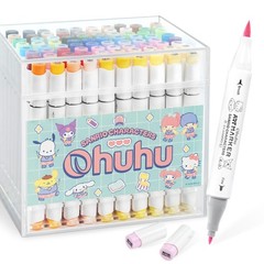 Sanrio Ohuhu 80 Pastel Marker Set 2nd Edition Chisel & Brush Tip Japan New A107