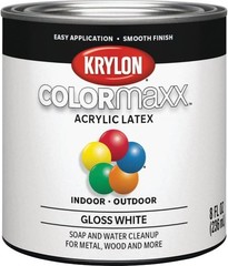 ColorMaxx Gloss Interior/Exterior Acrylic Latex Paint, White, 1/2 Pt. – 1 Each