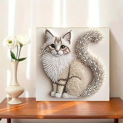 5D Cat Special Shape Diamond Art Kits for Adults Beginners, Animal Cat YP031