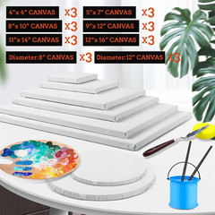 24 Pack Canvases for Painting with 4″X4″, 5″X7″, 8″X10″, 9″X12″, 11″X14″, 12″X16
