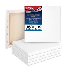 6 Pack of US Art Supply 16″ x 16″ Acrylic Primed Cotton Duck Stretched Canvas