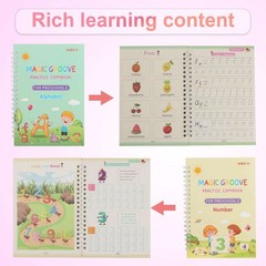 16Pcs Magic Practice Copybook Groove Children Reusable English Writing Book kids