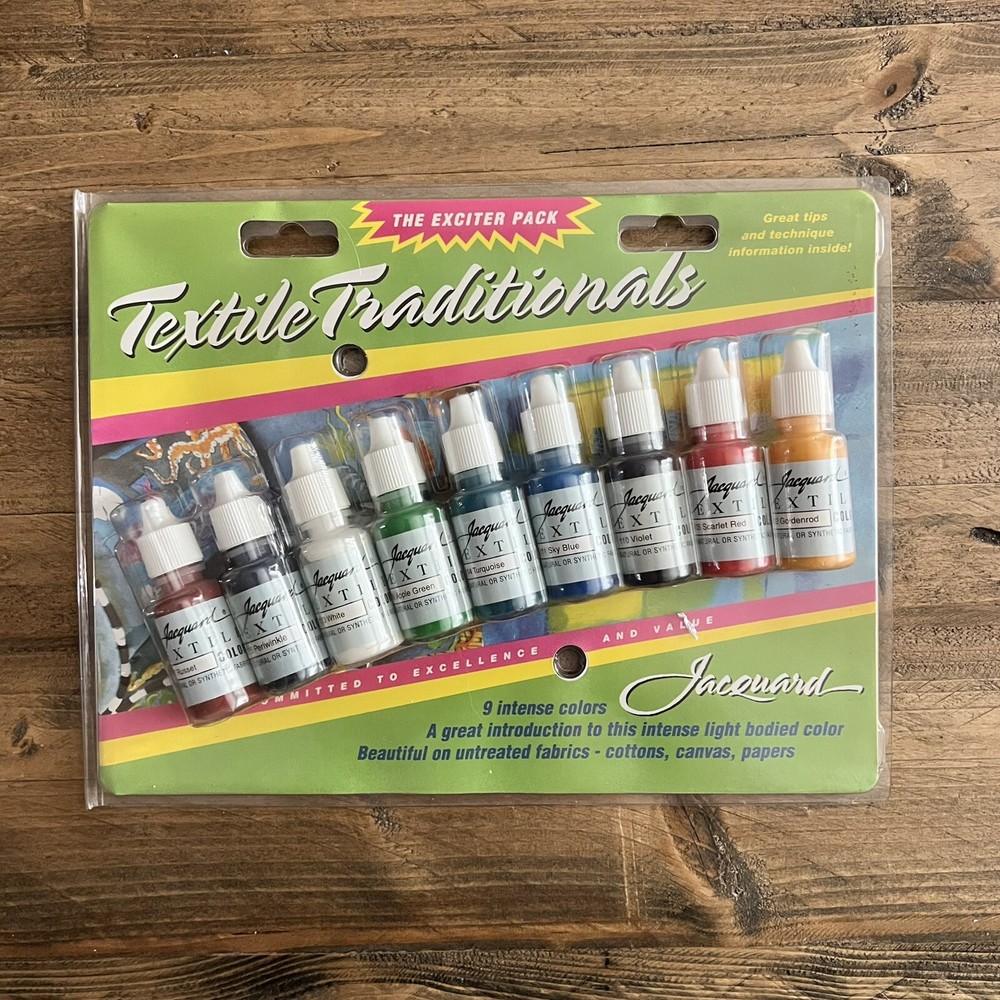Jacquard Fabric Paints 9 Textile Colors Exciter Pack Traditionals JAC9904