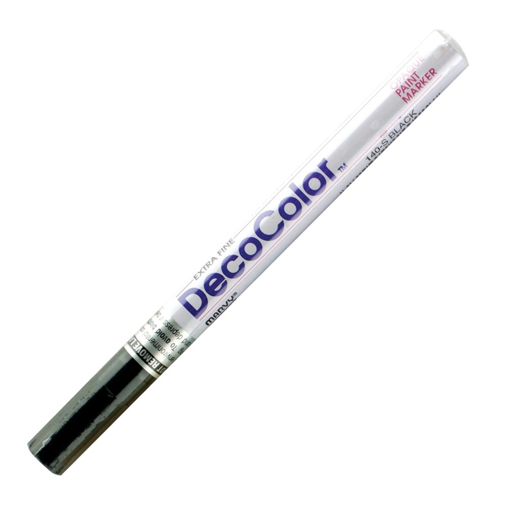 140-1 Marvy DecoColor Paint Marker, Extra Fine Tip, Black Ink, Box of 12