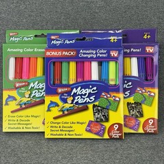 2014 Wham-O Magic Pens Color Changing Markers Erasable Stencils Lot NEW
