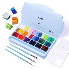 Himi Gouache Paint Set 36 Colors X 12ml Twin Jelly Cup Design With 3 Paint Brush