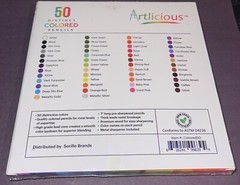 ARTLICIOUS 50 Distinct Colored Pencils & Metal Sharpener Brand New