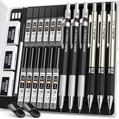 Art Mechanical Pencil Set 6 PCS 0.5 mm 0.7 mm Metal Drafting Pencils Set