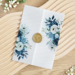 50 PCS Vellum Jackets 5×7 Invitations 135GSM Dusty Blue Flowers Sleeves