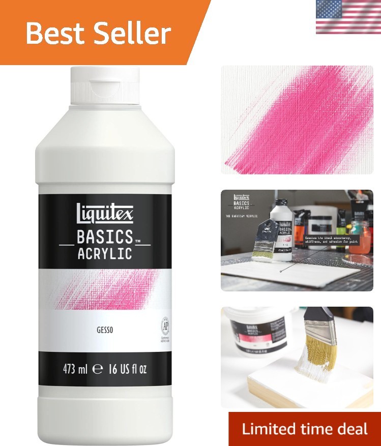 BASICS Acrylic Gesso Surface Prep Medium 16-oz – Chip Resistant & Matte Finish